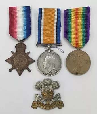 Casualty 1914 Star Medal Trio To Mills 10th Hussars Wounded 1914 • £180