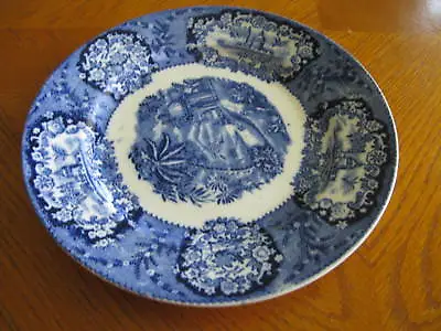 19th C FLOW BLUE Plate MALTA Franz Mehlem BONN Germany 7.5   • £3.86