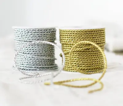 Metallic Twisted Cord Rope String Gold Silver Christmas Ribbon Decor Xmas1mm&3mm • £1.49