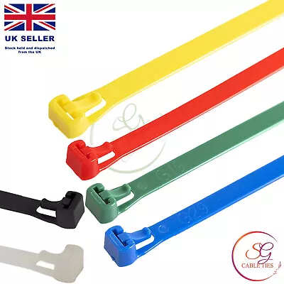 Releasable /Reusable Cable Ties 7.6mm Black Natural Coloured Nylon Zip Tie Wraps • £11.49