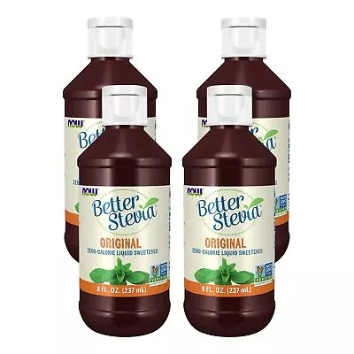 4 X NOW Better Stevia Liquid Original 8 Fl Oz FRESH MADE IN USA FREE SHIPPING • $74.24