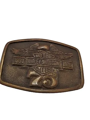 Vintage Harley-Davidson 75th Anniversary   Solid Brass  Belt Buckle • $62.95