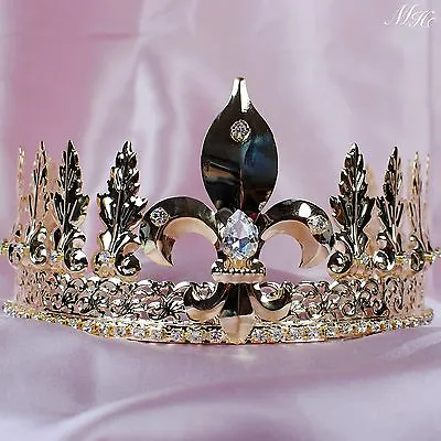 King Prince Tiara Imperial Medieval Crystal Crown Pageant Party Costumes For Men • $33.80