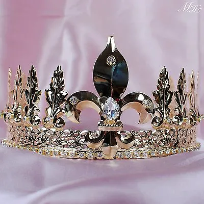 Men Tiara King Crown Imperial Medieval Crowns Pageant Stage Performance ART DECO • $41.45