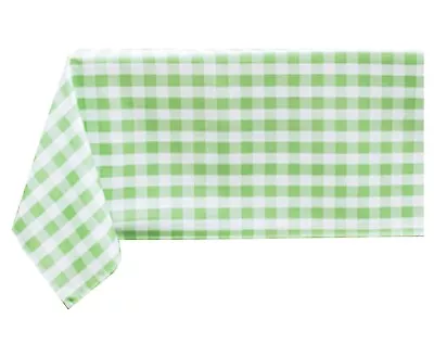 Green White Check Tablecloth 60 Inch Round Buffalo Plaid Polyester • $12