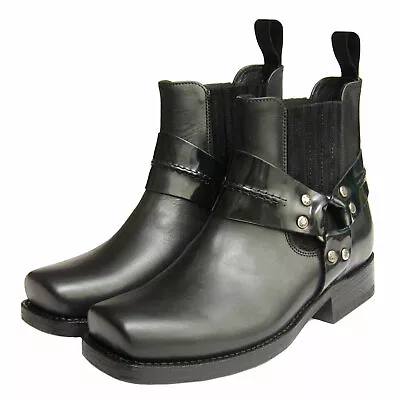 £150 • Buy *NEW* Designer Sancho Heeled Harness Boots In Black Leather Made In Spain EU 39