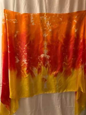 SALE!  Belly Dance Costume  Veil Silk Hand-dyed:  Yellow Orange Pinkish Red • $42