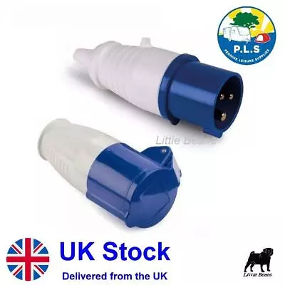 Mains Hook Up Site 3 Pin Plug & Socket 230V 16A IP44 Camping Caravan Motorhome • £7.95