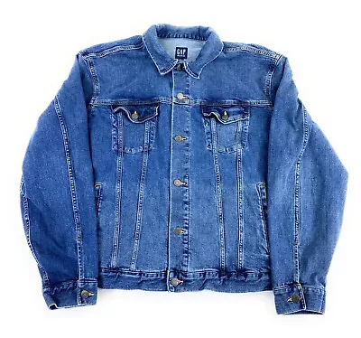 Gap Denim Men's Trucker Dungaree Metal Buttons Denim Blue Jean Jacket XXL • $39.95