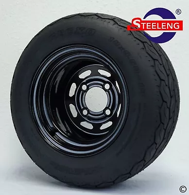 GOLF CART 10  BLACK STEEL WHEELS/RIMS And GECKO 18  LOW PROFILE TIRES • $279