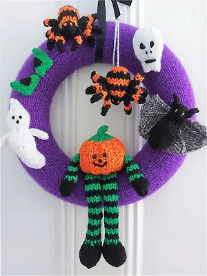 £1.99 • Buy KNITTING PATTERN Halloween Wreath Decoration CHUNKY Ghost Spider Bat Pumpkin 35c