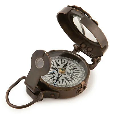 WWII Military Lensatic Brass US Army Pocket Compass Hiking Camping Decor New • $45.99