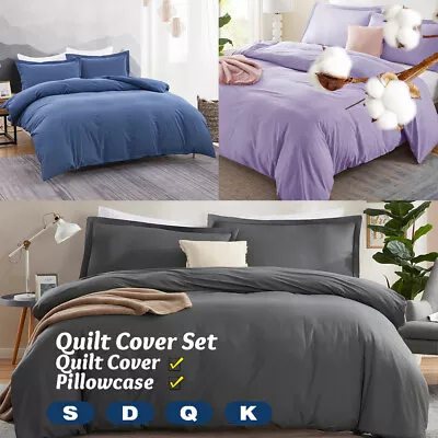 $8.09 • Buy 2000TC Quilt/Duvet/Doona Cover Set 100% Cotton Single/Double/Queen/King Size Bed
