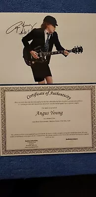 Original Angus Young AC/DC Signed 8  By 12   Photo With Coa   • £145