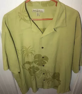 Tommy Bahama MENS Green 100% Silk Hawaiian Shirt‎ Original Fit Size XL • $20
