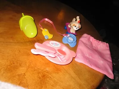 8 Pc--baby Born Dummy-clip-toy-bottle-bag-plate And 2 Utensils-- Dolls • £9.99