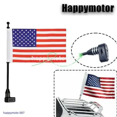 Motorcycle American USA Flag Pole Rear Luggage Rack Mount Fit For Honda GL1800 • $14.43