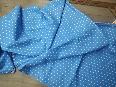 Blue Polka Dot Vintage Cotton Sewing Fabric 2 Yards 9  • $9