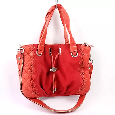 Mimco Womens Shoulder Bag Red Suede Leather Handle & Straps Medium Size • $35.62