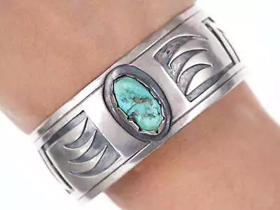 Vintage Hopi Overlay Sterling Silver Turquoise Cuff Bracelet Sf • $345