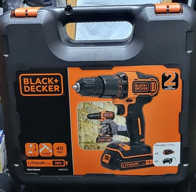 £39.99 • Buy BLACK & DECKER 18V Cordless 1.5Ah Hammer Drill Kit Box BCD700S1K NEW