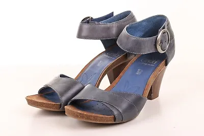 Caprice Blue Leather Size 5.5 Healed Sandals With Buckle Fastening • £25