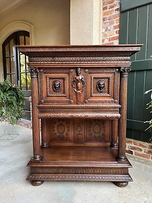 Antique French Cabinet Wine Liquor Greek Key Walnut Regency Sideboard C1890 • $5750