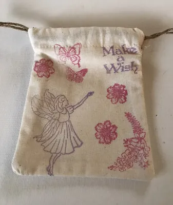 Vintage Keepsake Cotton Fabric Crystal Bag/gift Bag Handmade/ Fairy/ Butterfly’s • £3.99