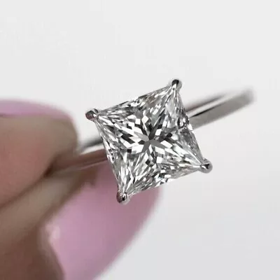 2.50 Ct Princess Cut VVS1 Moissanite Engagement Ring 14K White Gold Plated • $99.99