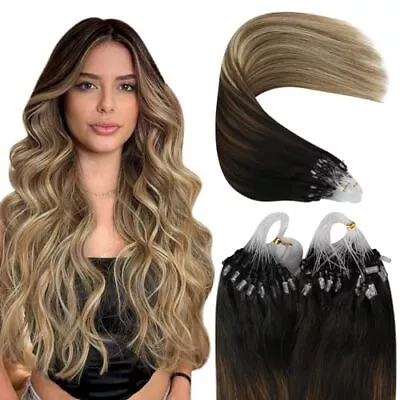  Micro Ring Hair Extensions 18 Inch-50S-Micro Beads Micro-B-#2/6/24 Brown Ombre • $76.34