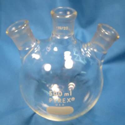 $24 • Buy Pyrex  500 Ml  Round  Bottom  3-neck  Flask  All  19/22  Free  Shipping      H