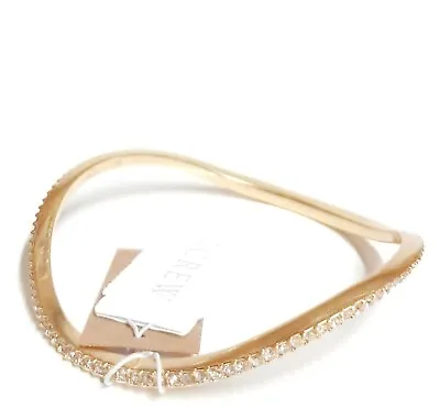 J.Crew Simon Slim Curved Pave Bracelet Crystal Gold Plated Size Med-Large New • $26