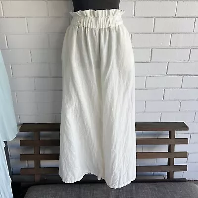 Tigerlily Size 10 Cream Linen/cotton Wide Leg Pants Size 10 • $20