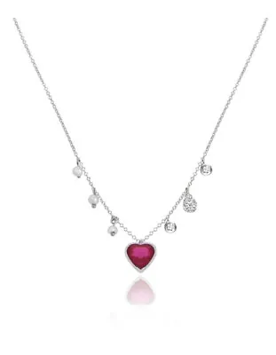 NWT $895 Meira-T Dainty Ruby Heart Necklace 14k Gold • $749