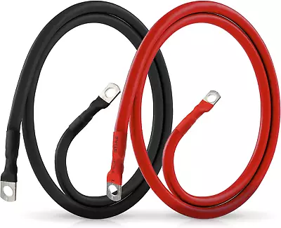 2 Gauge Battery Cable 2Ft Copper Power Inverter Wire With 3/8  Lugs Marine Batt • $31.12