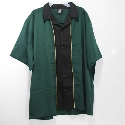 Hilton Bowling Retro Bowling Shirt Men's Size XL Green Black Tan Button Up • $35