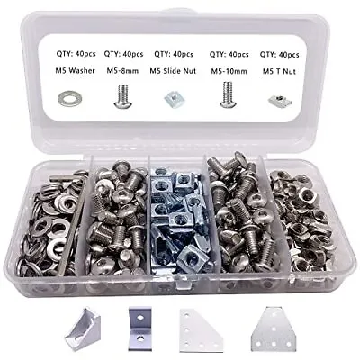 200pcs T Slot Nut Kits For 2020 Series Aluminum Extrusion40pcs M5x1040pcs M5x8 H • $20.25