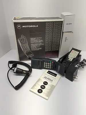 Vintage Motorola MICRO DIGITAL Cell Phone 1 Line Display 1990s Prop WORKS Box • $66.88