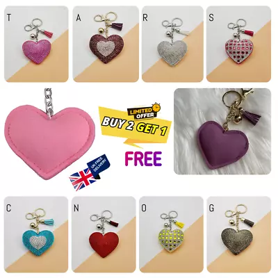 Heart Keychain Crystal Diamante Rhinestone Bag Charm Handbag Keyring Pendant • £4.49