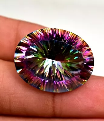 Natural Multi Fire  Mystic Topaz Certified Oval Cut 47.30 Ct Loose Gemstone • $37.49