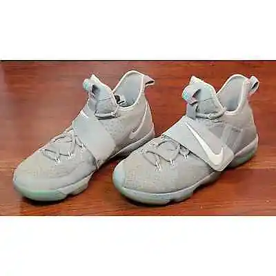 Nike Lebron 14 XIV GS Mag Marty McFly Silver Boy's Mid Shoes Size 7Y 859468-005 • $27.95