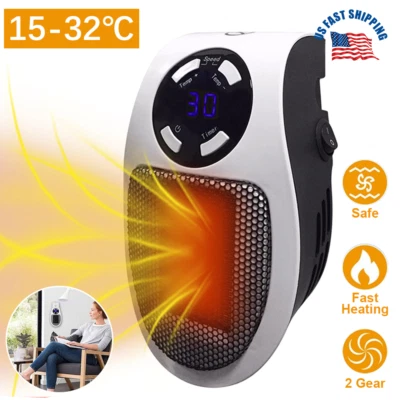$15.95 • Buy 500W Portable Heater Fan Wall Outlet Space Heater Plug In Heater Adjustable