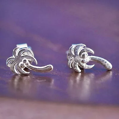 Vintage Sterling Silver Handmade Earrings 925 Palm Tree Studs • $16.20