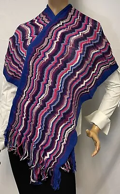 MISSONI ZigZag Wool Scarf In Royal SCI6WOD3331 0004 33X200 NEW  • $45