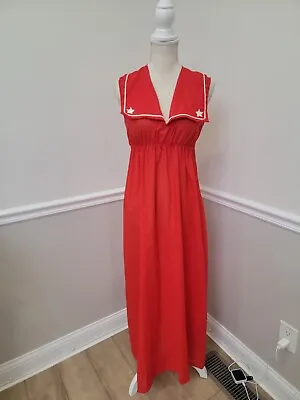 Vintage'70s Saks Fifth Avenue Sailor Maxi Dress/Sheer/Beach Dress/Size S/Empire  • $32.99