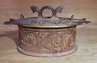 Stunning Scandinavian Hand Carved Small Tine Box 6.5  Long 19th C. Folk Art • $325