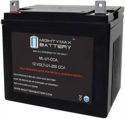 Ml-U1-Cca - 12V 200 Cca - SLA Starting Battery For Lawn Tractors And Mowers Bra • $83.23