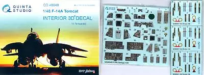 Quinta Studios 1/48 F-14A TOMCAT DECAL COLORED INTERIOR SET Tamiya Kit • $29.99