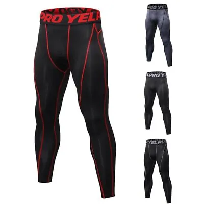 Men's Athletic Compression Pants Quick Dry Running Gym Workout Leggings Trousers • $13.99