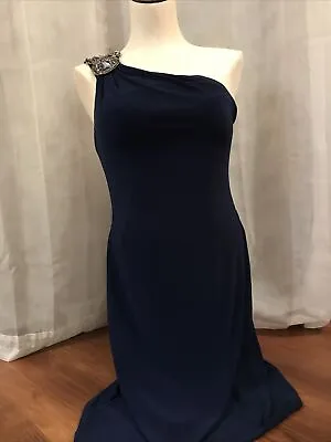 JACKIE JON NEW YORK SZ 4 WOMANS SPECIAL Occasion Dress Beads Gems Lined Blue Zip • £26.03